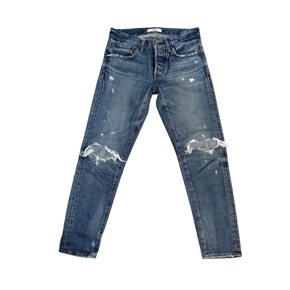 MOUSSY VINTAGE Women Blue Distressed Knee Ripped Denim Jeans Size 25